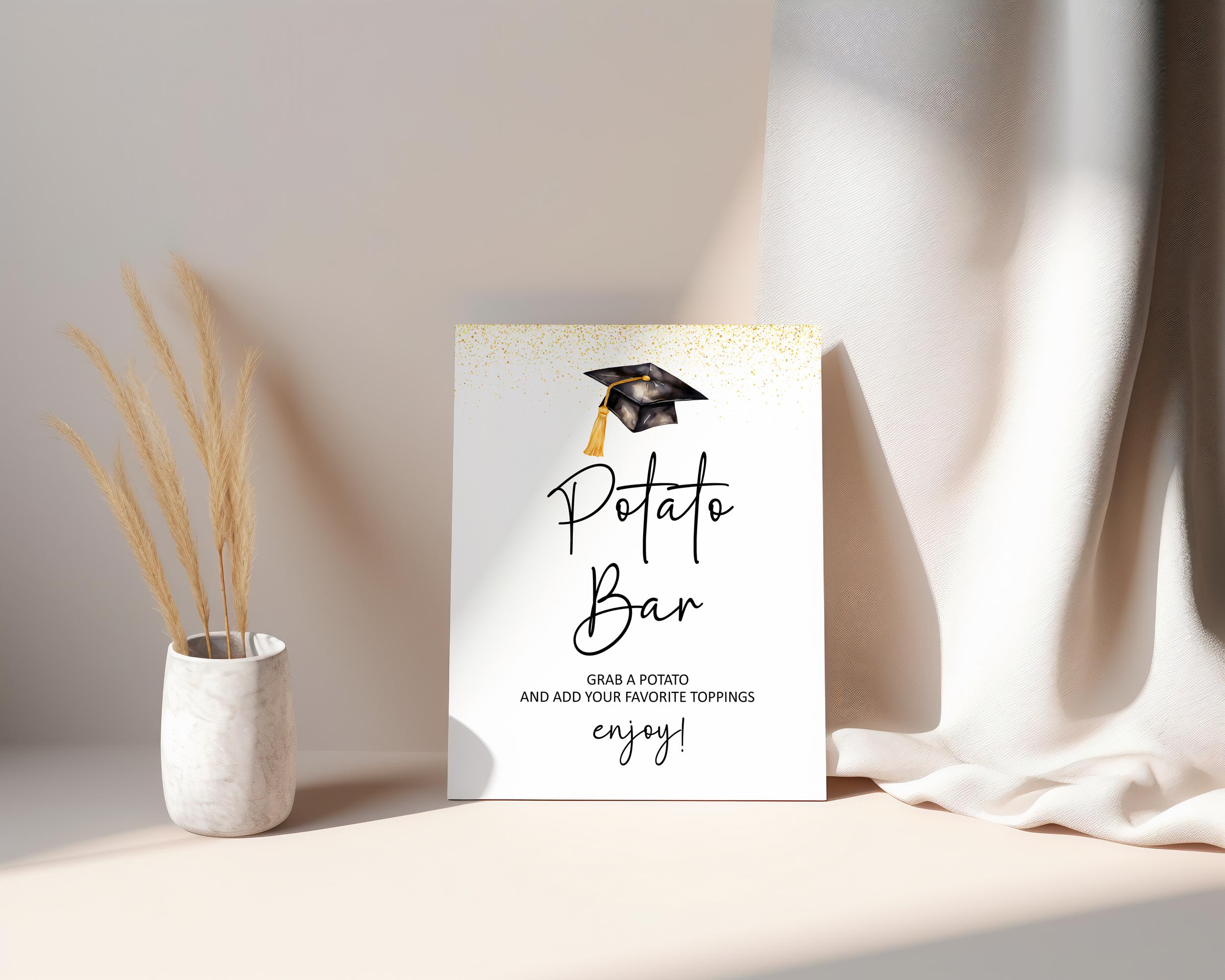 Graduation Potato Graduation Potato Bar Sign, Minimalist Table Sign, Party Decoration ...