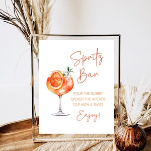 Enseigne de bar Spritz, décoration de douche nuptiale, carte de cocktails, coup de foudre, téléchargement immédiat, boissons alcoolisées, décorations de mariage