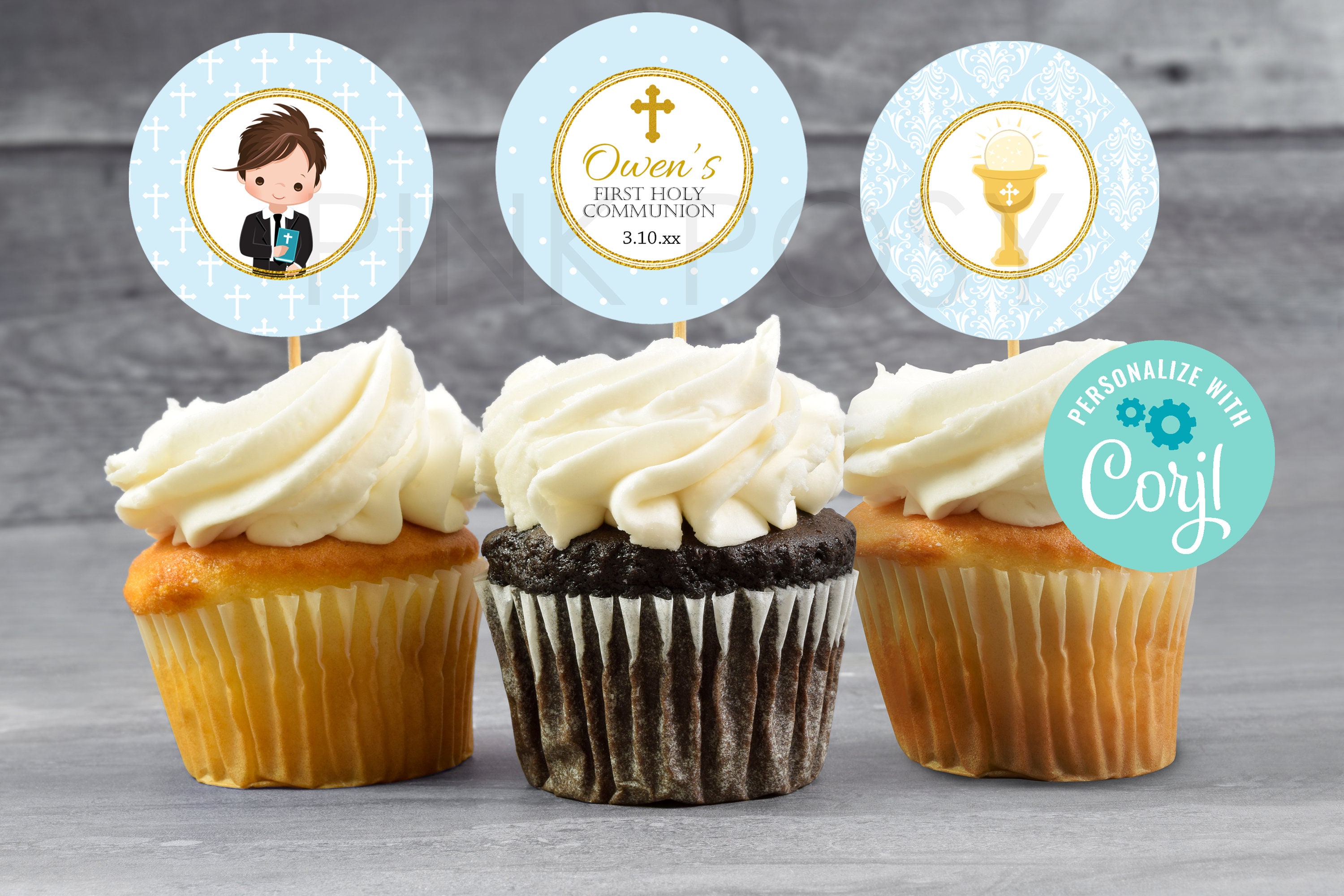 Cupcake de comunión - Etsy México, image size:3000x2000