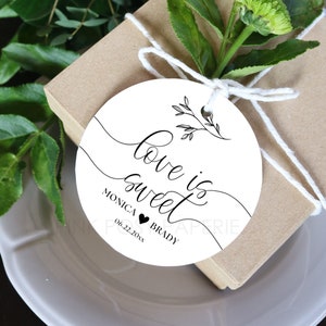 Wedding Favor Tags, Love is Sweet Tags, Candy Favor Tags, Reception Favor Tags for Guests, Personalized Favors, Minimalist Treat Bag Tags