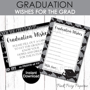 Black Gray Graduation Wishes, Graduation Wishes Cards, Advice for the Graduate, Well Wishes for the Grad, Class of 2024, Instant Download