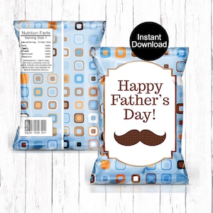 Sac à chips pour la fête des pères, cadeau fête des pères, cadeau pour papa, téléchargement immédiat, emballage de sac à chips, sacs à chips imprimables, joyeuse fête des pères