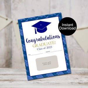 Abitur Geschenkkartenhalter, druckbare Geschenkkartenhalter, College-Abschlusskarte, High School Abschlusskarte, Navy Congrats Graduche Geschenkkarte