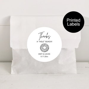 Donut Favor Labels, Thanks a Hole Bunch Stickers, Wedding Reception Labels, Engagement Party Favors, Personalized Stickers, Minimalist