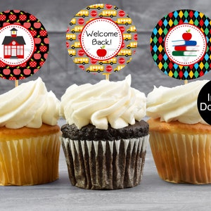 Back to School Cupcake Toppers, Welcome Back to School, Classroom Decor, Printable Cupcake Picks, Instant Download, First Day of School