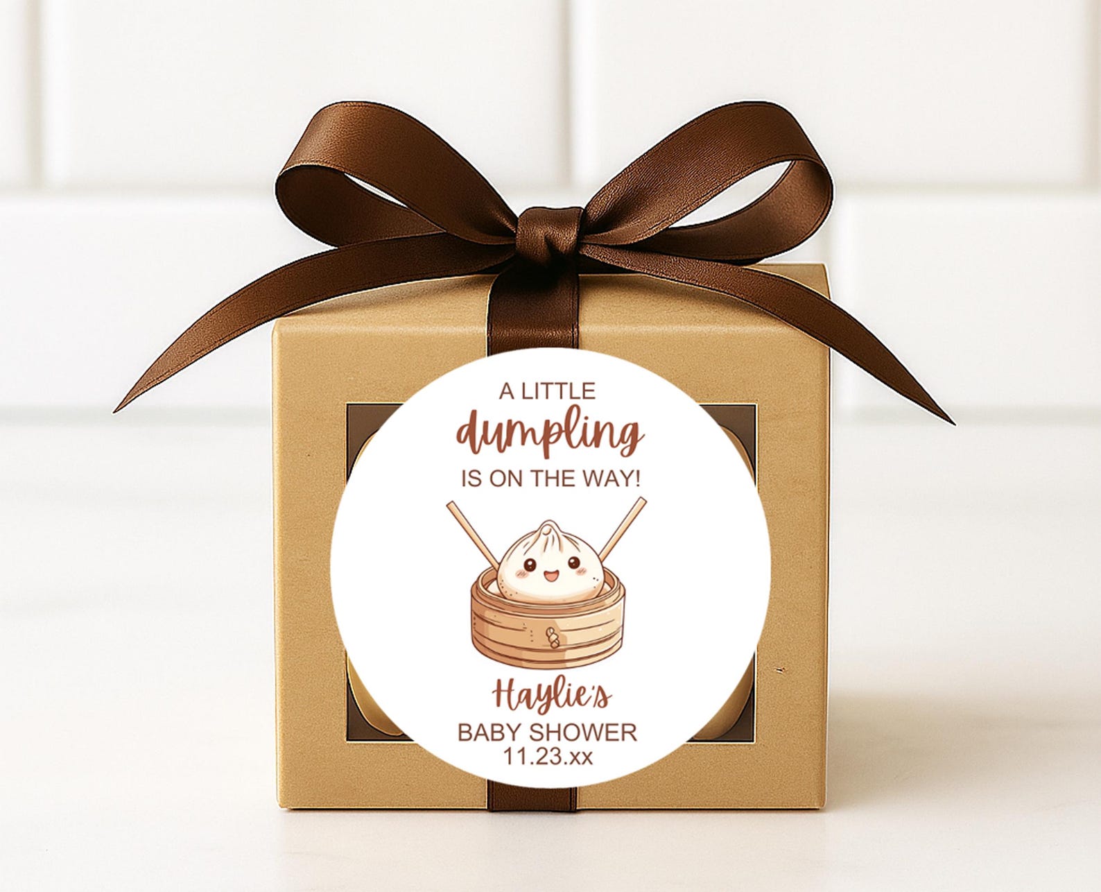A Little Dumpling is on the Way, Baby Shower Favor Labels, Thank You ...