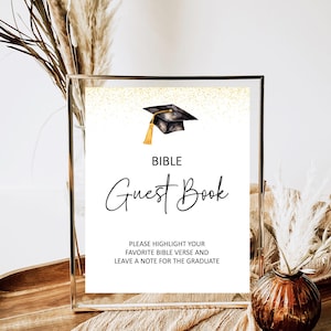 Graduation Bible Guest Book Sign, Minimalist Table Sign, High School College, Grad Decor, Party Decoration, Highlight Favorite Bible Verse