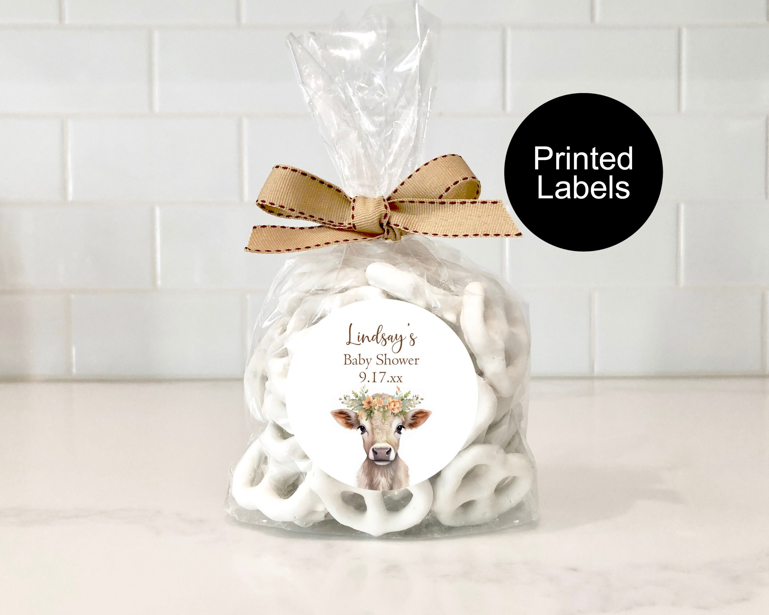 Highland Cow Baby Shower, Favor Labels, Farm Baby Shower Labels, Girl ...
