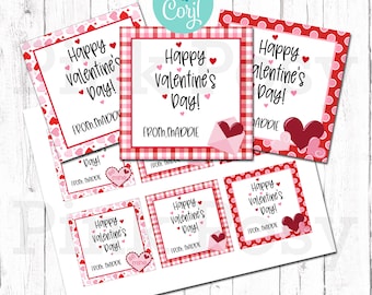 Editable Valentines Tags, Valentine Gift Tags, Valentine's Day Tags, Instant Download, Valentine's Treat Tags, Printable Valentine Tags
