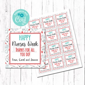Editable Nurses Week Tags, Happy Nurses Week Gift Tags, Nurse Appreciation Week Gift Ideas, Instant Download, Printable Nurses Week Tags