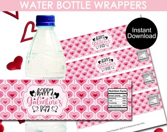 Galentine's Day Water Bottle Wrappers, Galentine's Party Favors, Printable Bottle Wrappers, Instant Download, Valentine's Day Labels