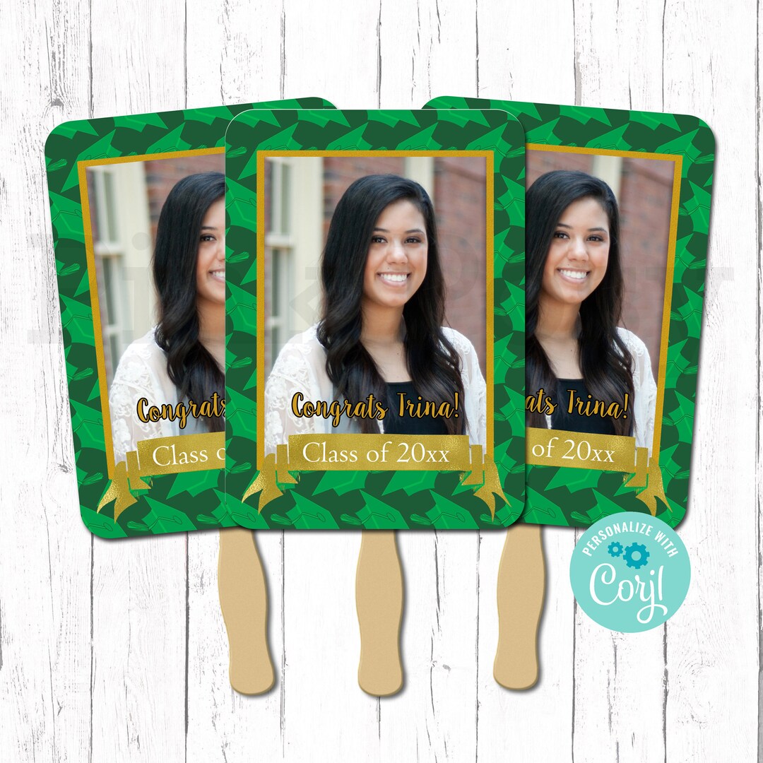 Graduation Hand Fans, Green Graduation Fans, Class of 2026, Graduation ...