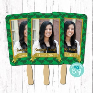 Graduation Hand Fans, Green Graduation Fans, Class of 2025, Graduation Favors, Event Fans, Custom Fans, Photo Fans, Fans on a Stick