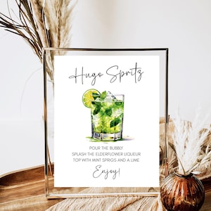 Hugo Spritz Bar Schild, Brautparty Dekor, Signature Cocktail, Liebe auf den ersten Spritz, Instant Download, alkoholische Getränke, Hochzeitsdekoration