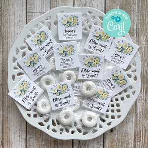 Editable Retirement Mint Favors, Retire Mint, Custom Mints, Yellow Roses Theme, Printable Mint Toppers, Instant Download, Sweet Favor