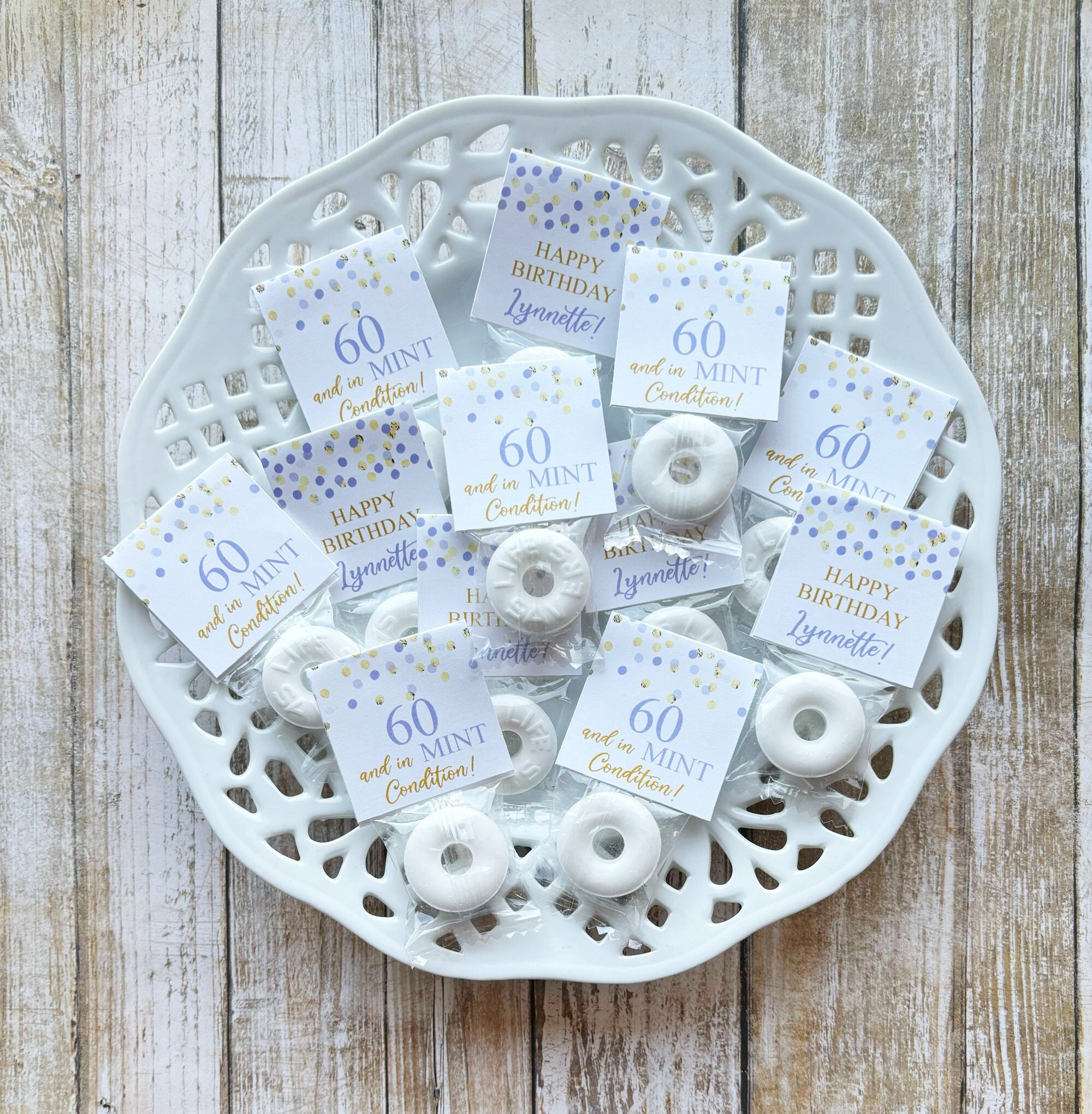Lavender Birthday Mint Favors, 60th Birthday Favors, in Mint