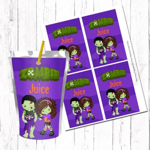Halloween Juice Pouch Labels, Zombie Juice Labels, Halloween Party Favors, Halloween Party Favors, Printable Juice Wrapper, Instant Download