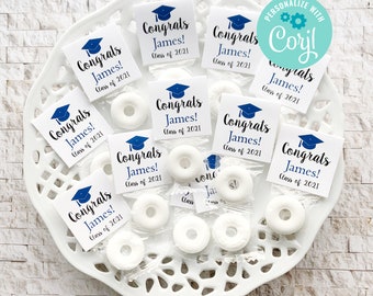 Editable Graduation Mint Favors, Class of 2024, Custom Mints, Navy Blue Theme, Printable Mint Toppers, Instant Download, Sweet Favor