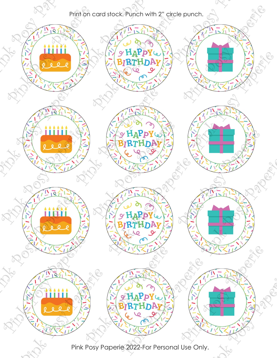Birthday Cupcake Toppers Confetti Cupcake Toppers Birthday Etsy