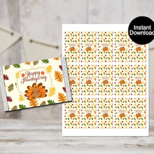 Thanksgiving Mini Candy Bar Wrappers, Thanksgiving Party Favors, Printable Wrappers, Thanksgiving Chocolate Wrappers, Instant Download