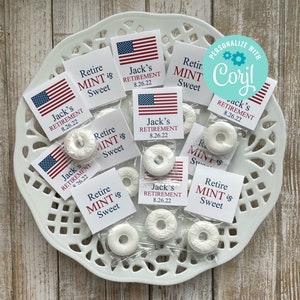 Editable Retirement Mint Favors, Retire Mint, Custom Mints, American Flag Theme, Printable Mint Toppers, Instant Download, Sweet Favor