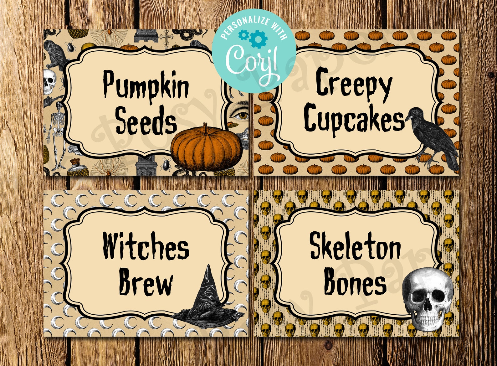 Editable Halloween Food Cards Vintage Halloween Buffet Cards - Etsy