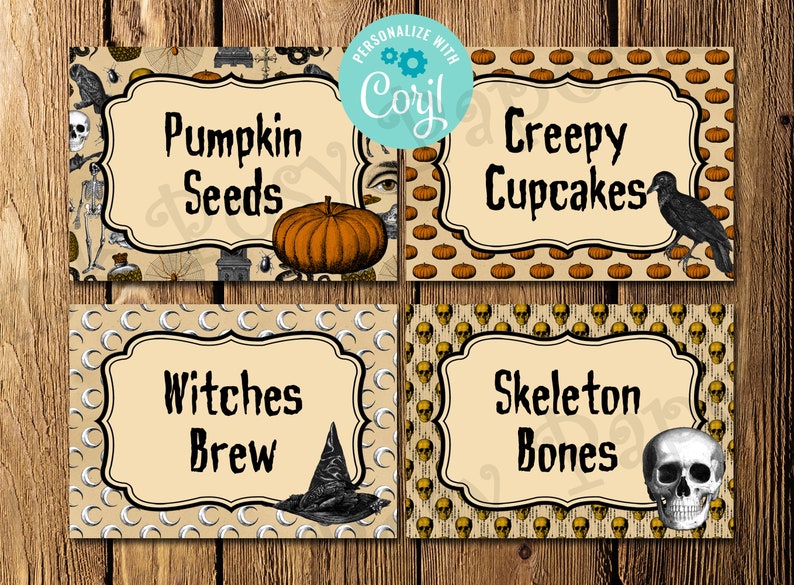 Editable Halloween Food Cards Vintage Halloween Buffet Cards - Etsy