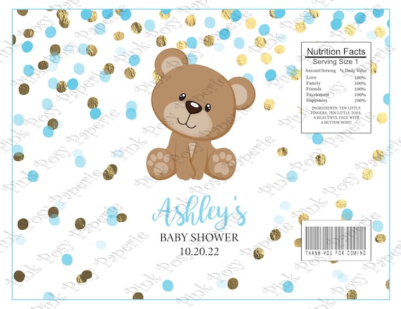 Custom Teddy Bear Chip Bag  Digital Download  Personalized Chip Bag  Snack Bag  Baby Shower Chip Bag