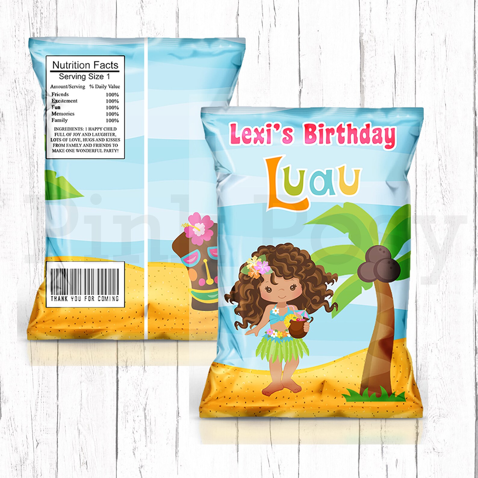 Luau Birthday Chip Bags Hawaiian Party Chip Bags Tropical Etsy