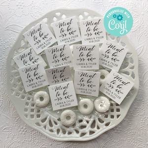 Favori di menta matrimonio modificabili, menta per essere, mentine personalizzate, tema bianco e nero, toppers menta stampabili, download istantaneo, favori di ricevimento
