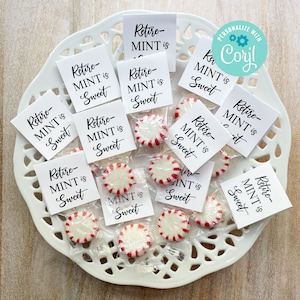 Editable Retirement Mint Favors, Retire Mint, Custom Mints, Black White Theme, Printable Mint Toppers, Instant Download, Sweet Favor