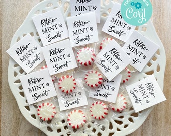 Editable Retirement Mint Favors, Retire Mint, Custom Mints, Black White Theme, Printable Mint Toppers, Instant Download, Sweet Favor