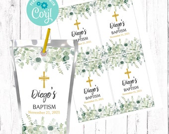 Editable Baptism Juice Pouch Labels, Christening Juice Labels, Baptism Favors, Christening Favors, Printable Juice Wrappers, First Communion