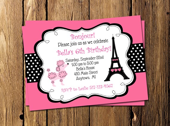 Printable Paris Invitations French Birthday Party Paris Etsy
