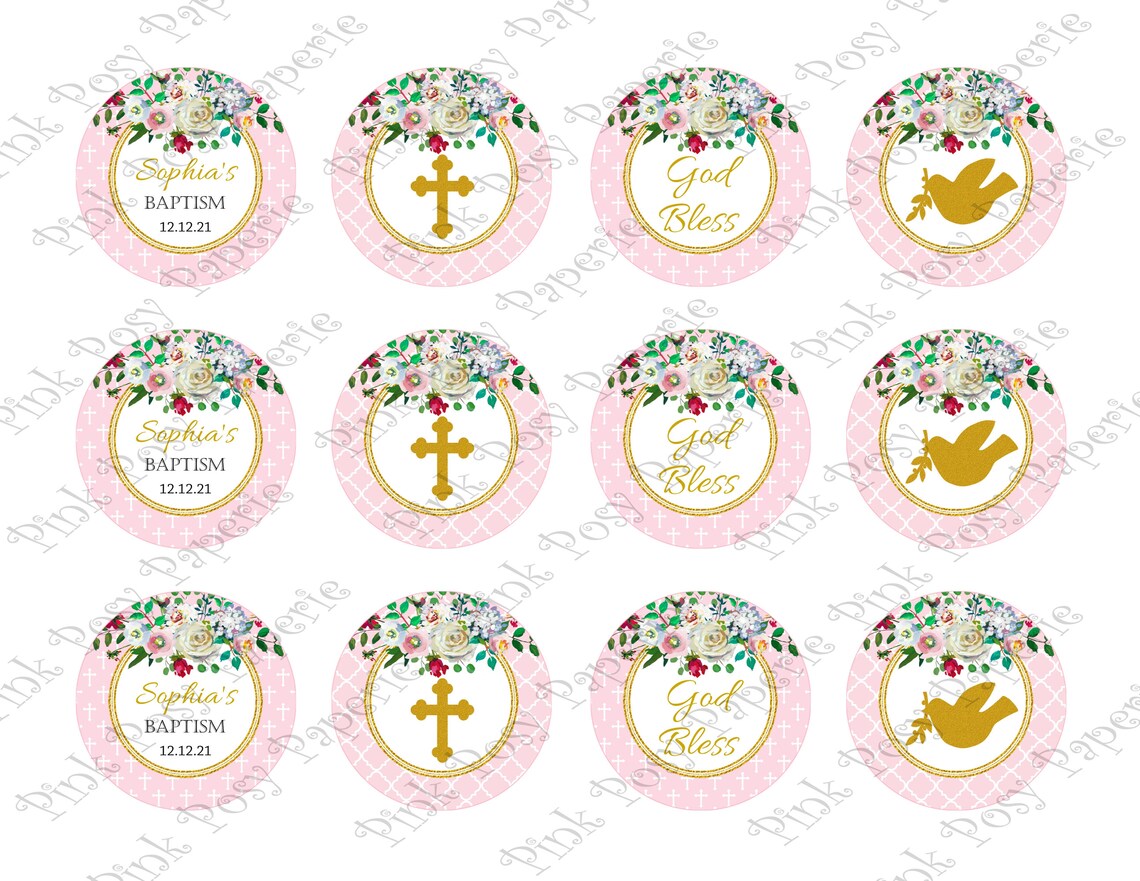 Baptism Cupcake Toppers Editable Cupcake Toppers Christening - Etsy
