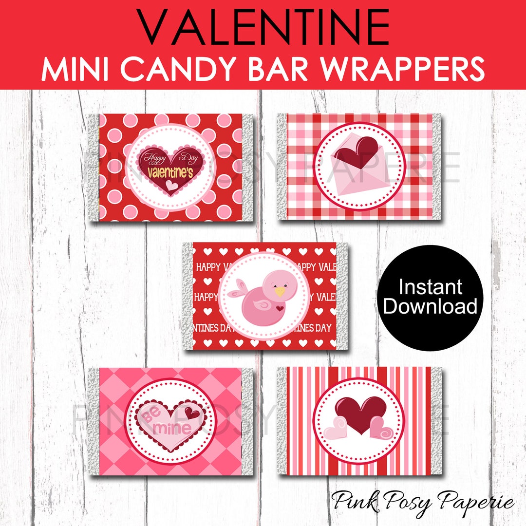 Valentine Mini Candy Bar Wrappers Valentine Chocolate Wrappers Classroom Party Favors Valentine Mini Candy Bar Wrappers Valentine Chocolate Wrappers Classroom Party Favors