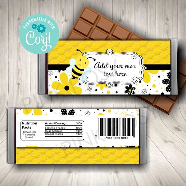 Editable Bee Candy Bar Wrappers, Bee Birthday Party Favors, Printable Wrapper, Chocolate Wrappers, Instant Download, Mommy to Bee