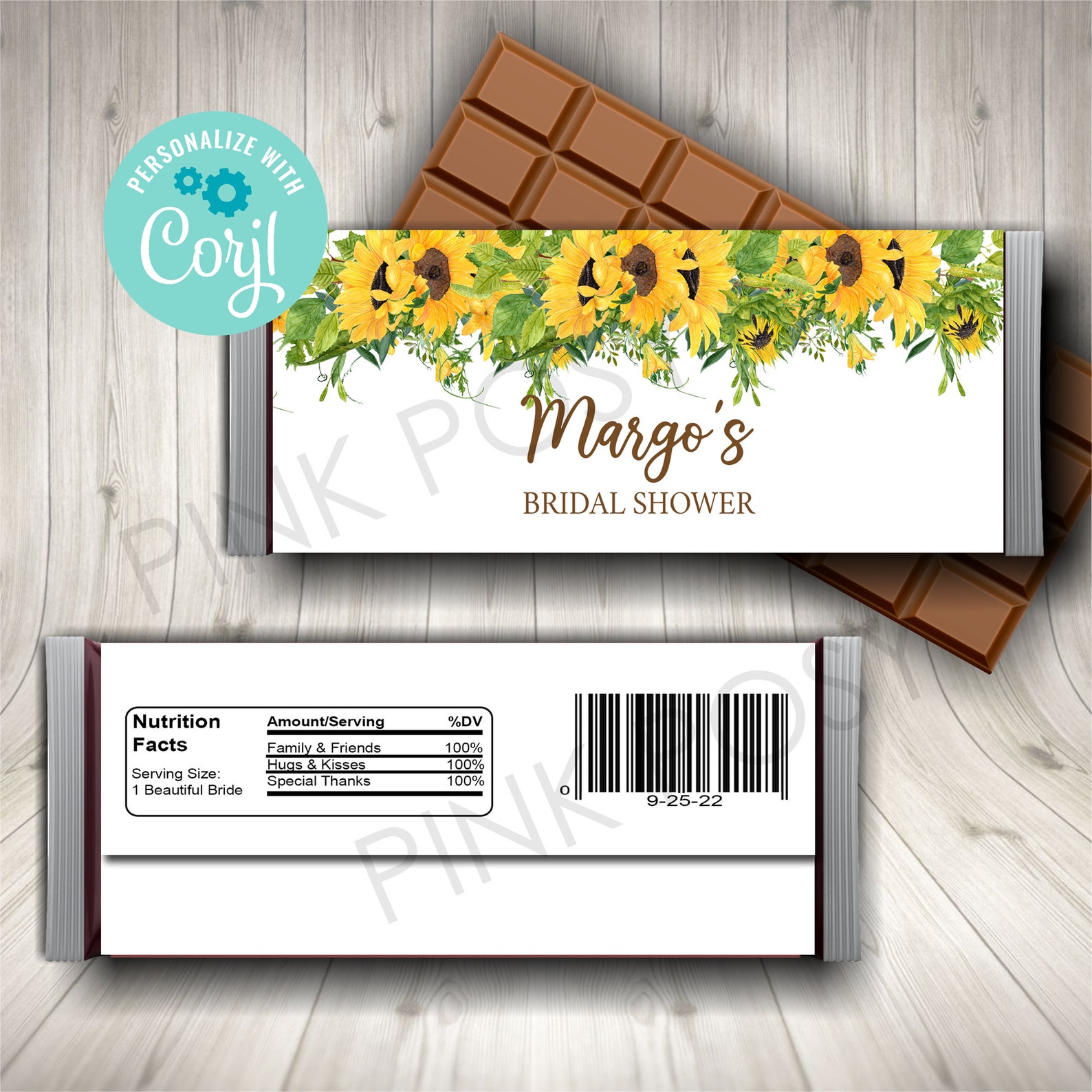 Editable Bridal Shower Candy Bar Wrapper Bridal Favors Candy - Etsy