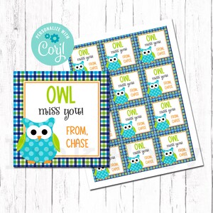 Balises modifiables Owl Miss You, Étiquettes de fin d’année scolaire, Étiquettes cadeaux de camarade de classe, Étiquettes d’enseignant, Étiquettes d’été, Téléchargement instantané, Étiquette d’été imprimable