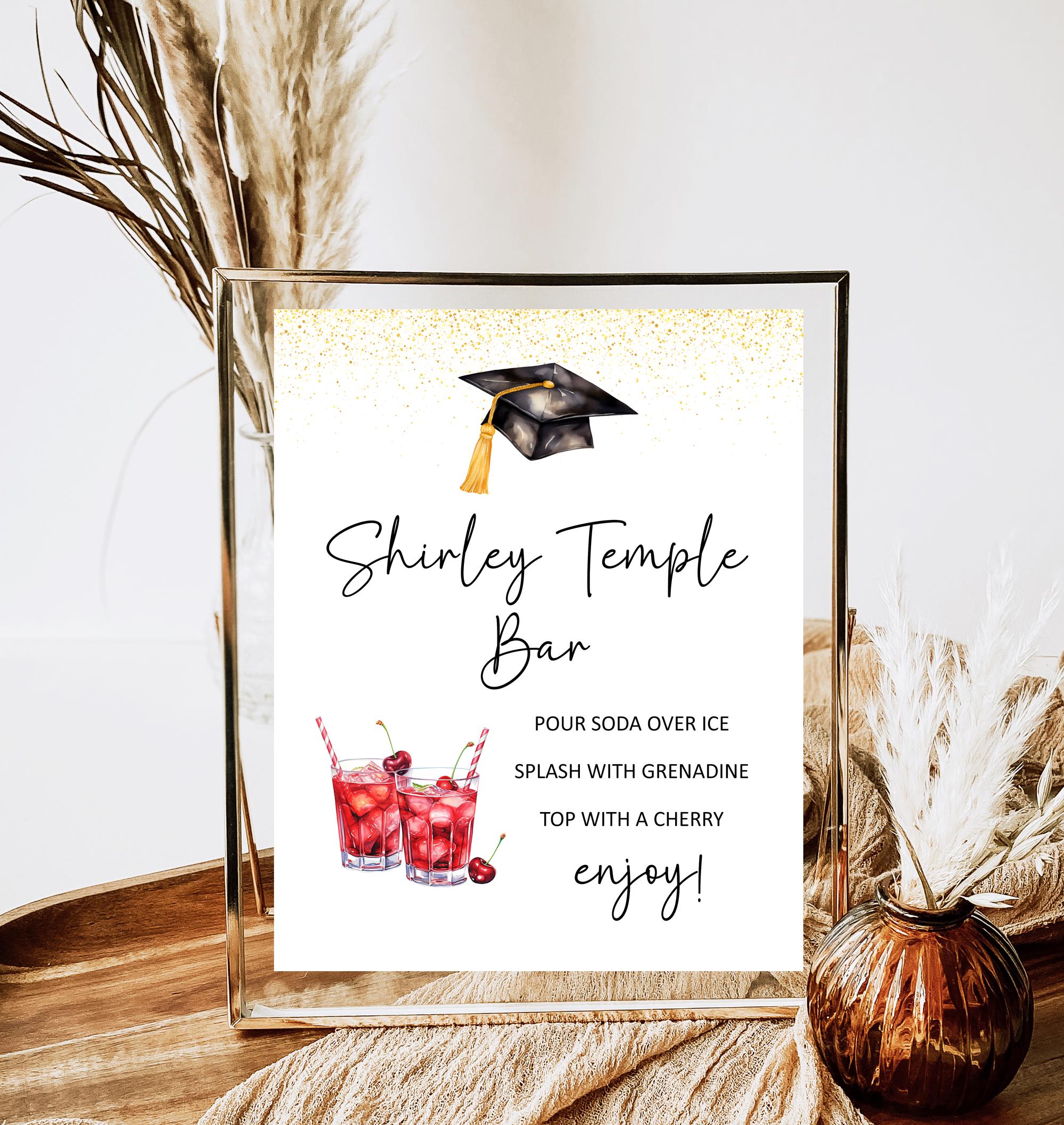 Graduation Shirley Temple Bar Sign, Minimalist Table Sign, Mocktail ...