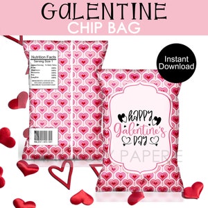 Galentine's Day Chipstüte, Galentine's Day Leckereien, Galentine's Day Gunst Tasche, sofortiger Download, Chip Beutel Wrapper, druckbare digitale Tasche