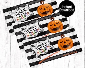Halloween Rice Cereal Treats, Halloween Party Favors, Halloween Treats, Pumpkin Party Treats, Pumpkin Theme Party, Instant Download