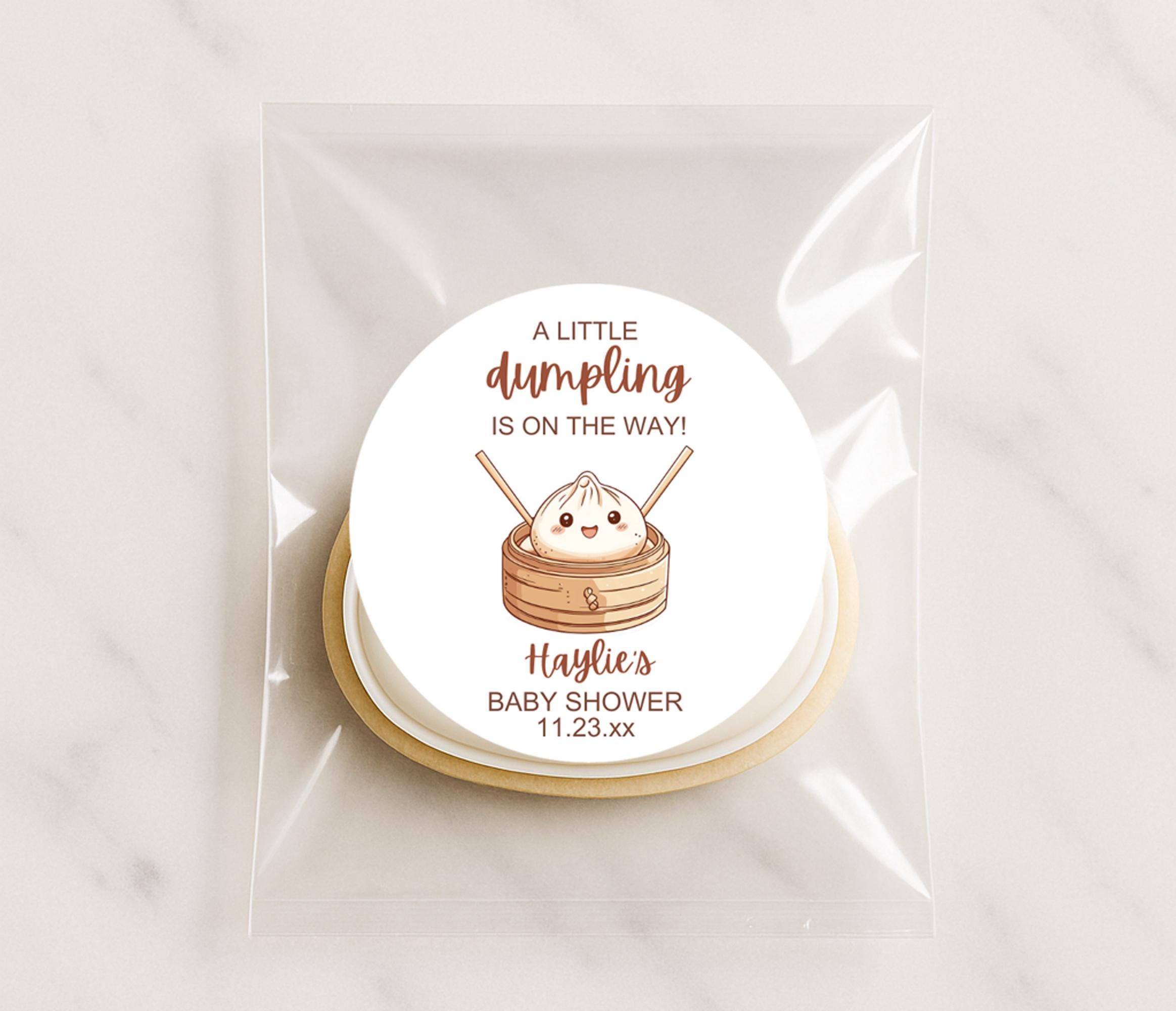 Mini Dumpling Label A Little Dumpling is on the Way, Baby Shower Favor Labels, Thank You ...