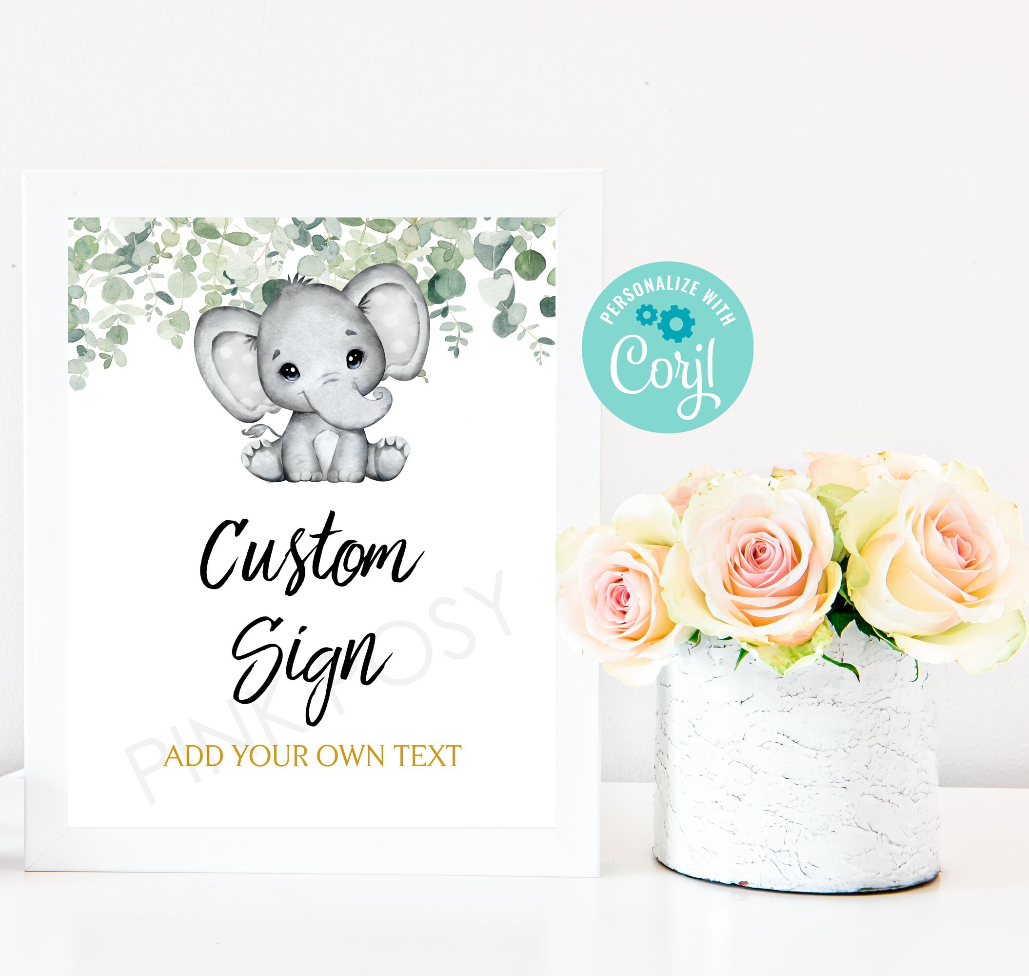 Editable Elephant Sign Custom Baby Shower Sign Printable | Etsy