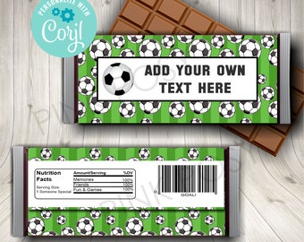 Editable Soccer Candy Bar Wrappers, Green Soccer Birthday Party Favors, Printable Wrapper, Chocolate Wrappers, Instant Download, Sports Team