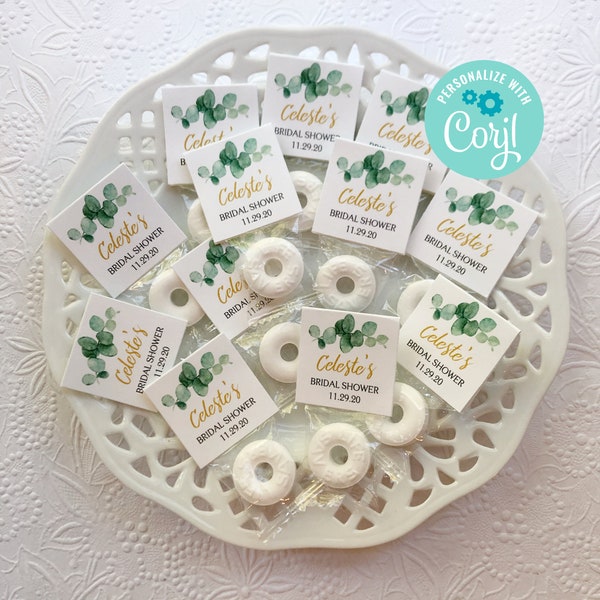 Editable Bridal Shower Mint Favors, Greenery Bridal Shower, Custom Shower Mints, Eucalyptus Theme, Printable Mint Toppers, Instant Download