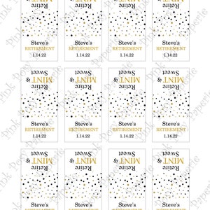Editable Retirement Mint Favors, Retire Mint, Custom Mints, Black Gold Theme, Printable Mint ...