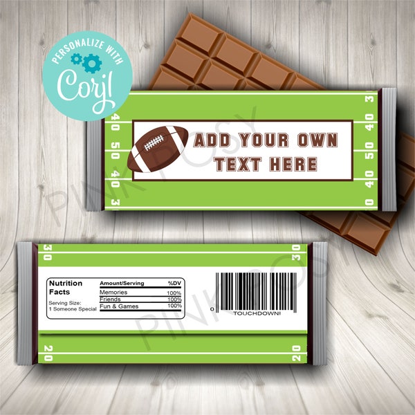 Editable Football Candy Bar Wrappers, Football Birthday Party Favors, Printable Wrapper, Chocolate Wrappers, Instant Download, Sports Team