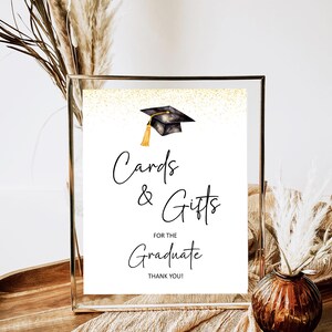Graduierung Karten und Geschenke Zeichen, Minimalistische Tisch Zeichen, High School College, Printable Grad Dekor, sofortiger Download, Partydekoration