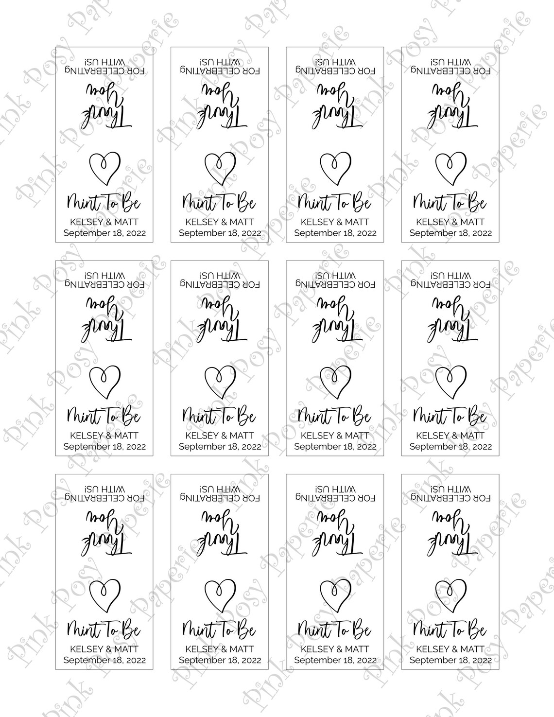 Editable Wedding Mint Favors Mint to Be Custom Mints Heart - Etsy